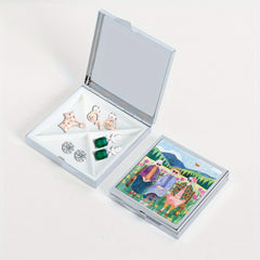 Flower Sisters Square Pill Box 4 Compartments Portable Medicine Box