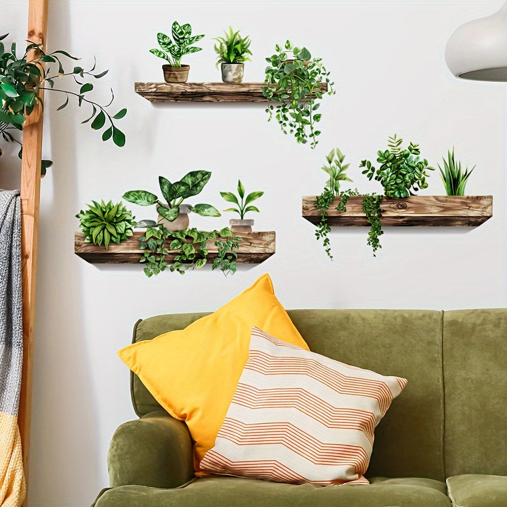 3pcs Greenery Wall Decals Removable Adhesive Stickers 26 x 39 Floral Pattern