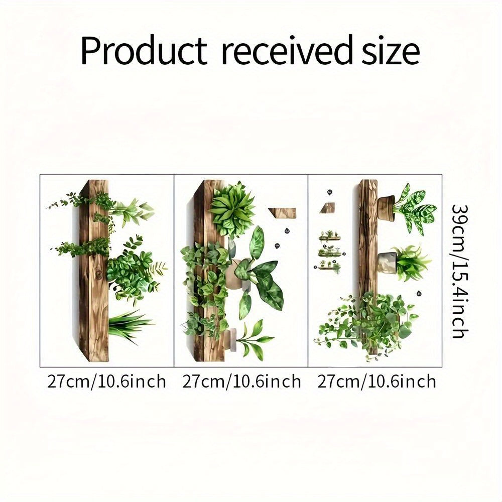 3pcs Greenery Wall Decals Removable Adhesive Stickers 26 x 39 Floral Pattern