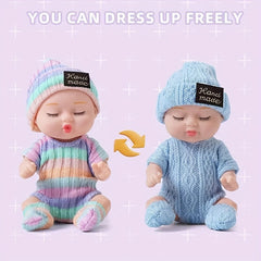 4" Y2K Style Knit Sleeping Doll with Colorful Clothing - Perfect Gift for Kids