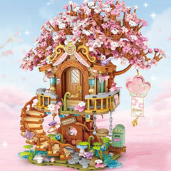 Sakura Tree House Building Blocks Set Pink