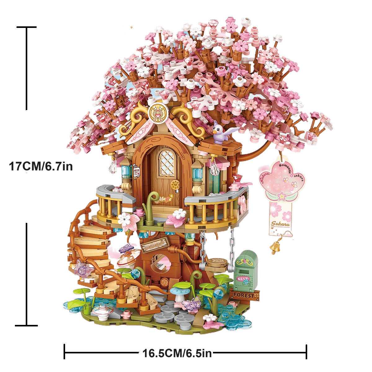 Sakura Tree House Building Blocks Set Pink