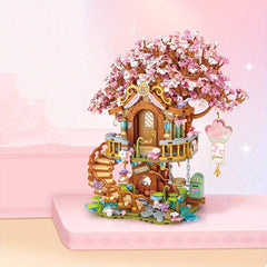 Sakura Tree House Building Blocks Set Pink