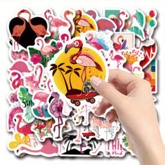 50pcs Flamingo Cartoon Waterproof Stickers for Water Bottle Skateboard Laptop