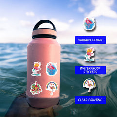 50pcs Flamingo Cartoon Waterproof Stickers for Water Bottle Skateboard Laptop