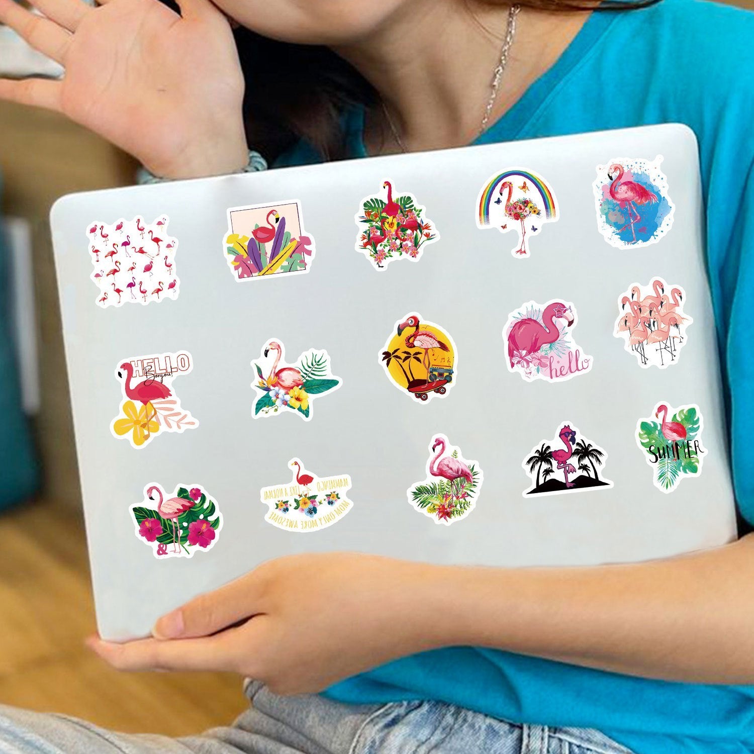 50pcs Flamingo Cartoon Waterproof Stickers for Water Bottle Skateboard Laptop