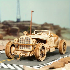 3D Wooden Mechanical Grand Prix Car Model Kit Puzzle For Adults