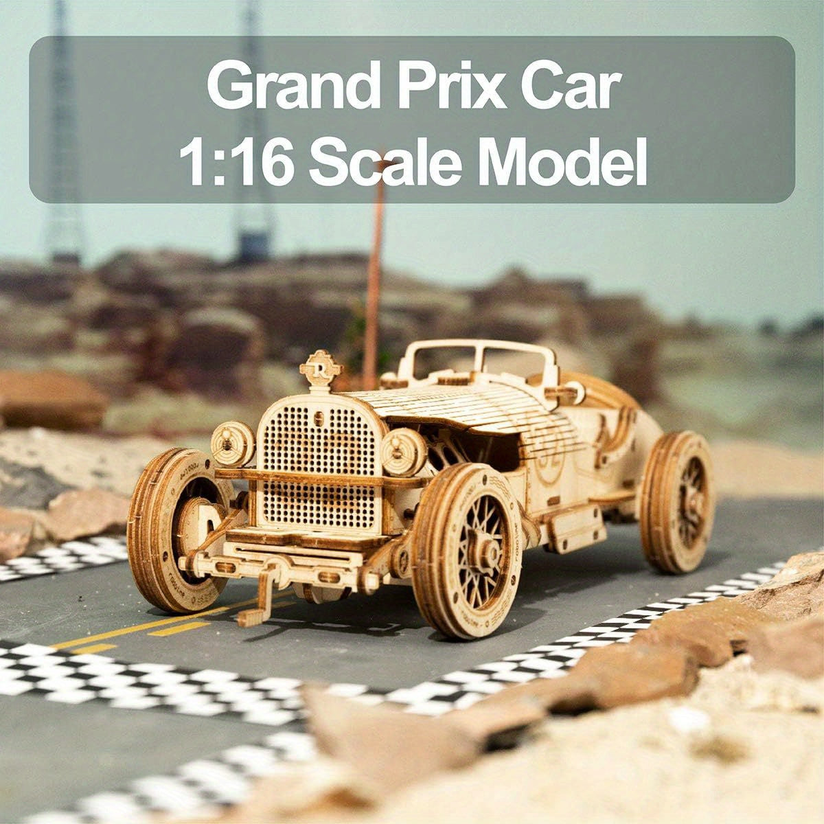 3D Wooden Mechanical Grand Prix Car Model Kit Puzzle For Adults