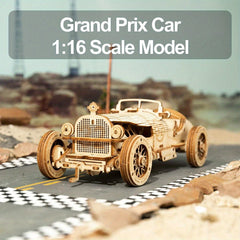 3D Wooden Mechanical Grand Prix Car Model Kit Puzzle For Adults