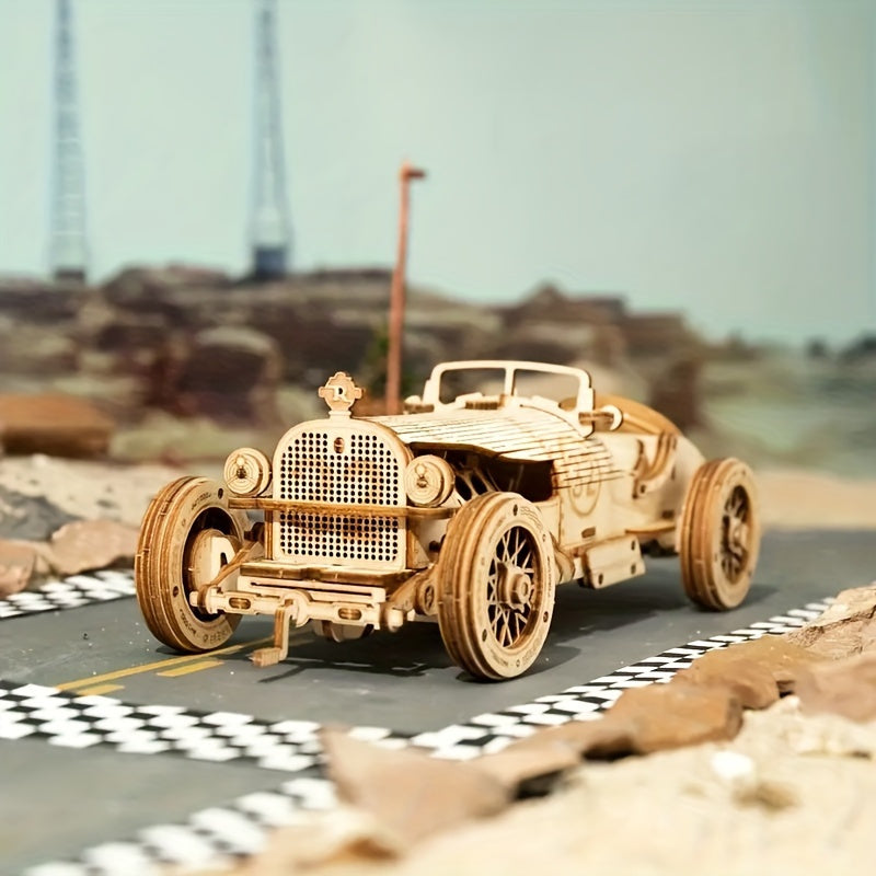 3D Wooden Mechanical Grand Prix Car Model Kit Puzzle For Adults