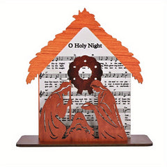 Wooden Nativity Scene Standing Decoration Holiday Room Desktop Ages 14+