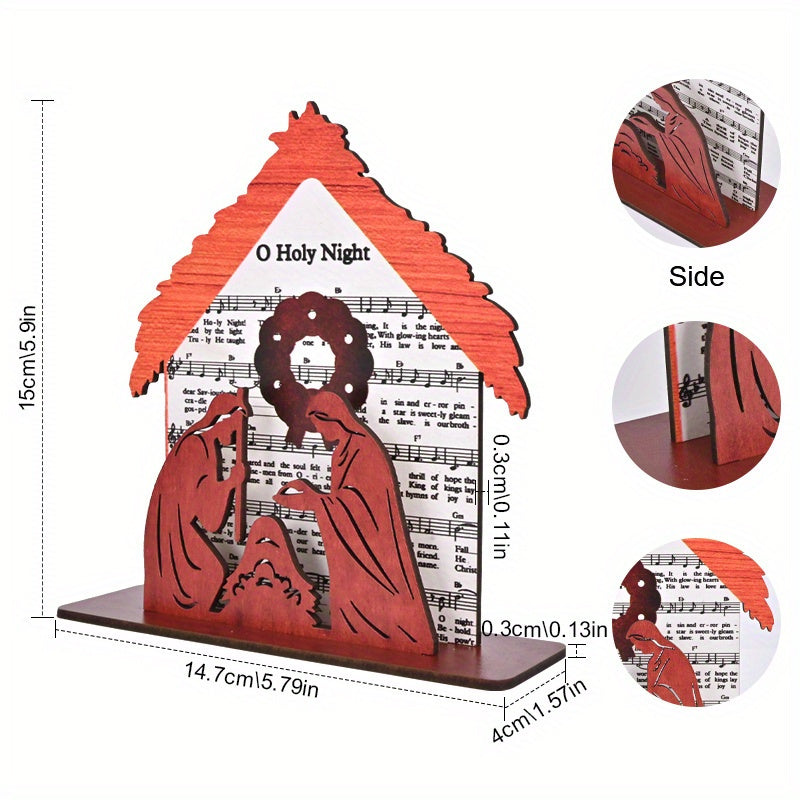 Wooden Nativity Scene Standing Decoration Holiday Room Desktop Ages 14+