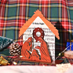 Wooden Nativity Scene Standing Decoration Holiday Room Desktop Ages 14+
