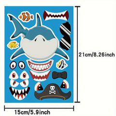 6pcs 12pcs 24pcs Deformation Marine Animal Puzzle Stickers DIY Cartoon Toys