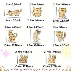 Wooden Cat Statues DIY Craft Toys for Children