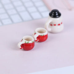 1:12 Christmas Ceramics Cups & Pot Dollhouse Set