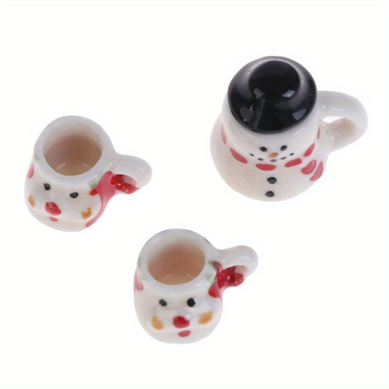 1:12 Christmas Ceramics Cups & Pot Dollhouse Set