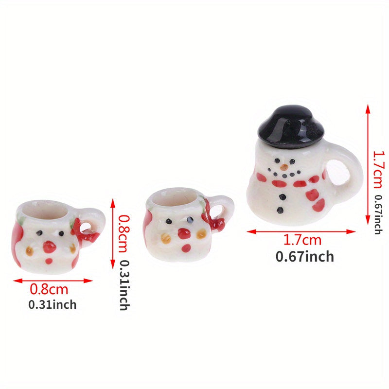 1:12 Christmas Ceramics Cups & Pot Dollhouse Set