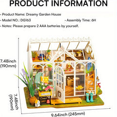 DIY Dollhouse Dreamy Garden Greenhouse Kit with Furniture & Garden