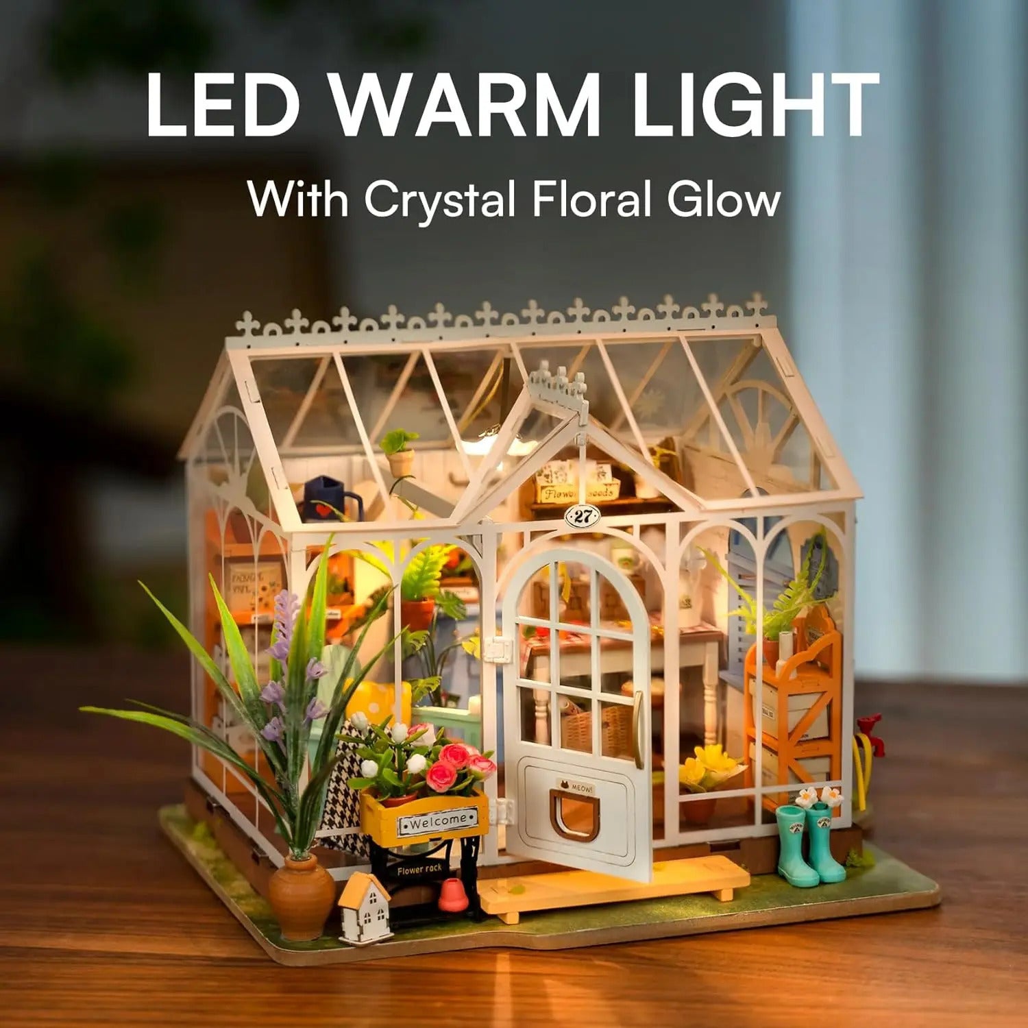 DIY Dollhouse Dreamy Garden Greenhouse Kit with Furniture & Garden