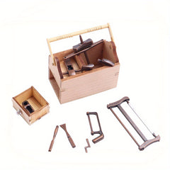 Mini Wooden Tool Box with Metal Tools Set for Fairy Garden