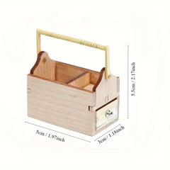 Mini Wooden Tool Box with Metal Tools Set for Fairy Garden