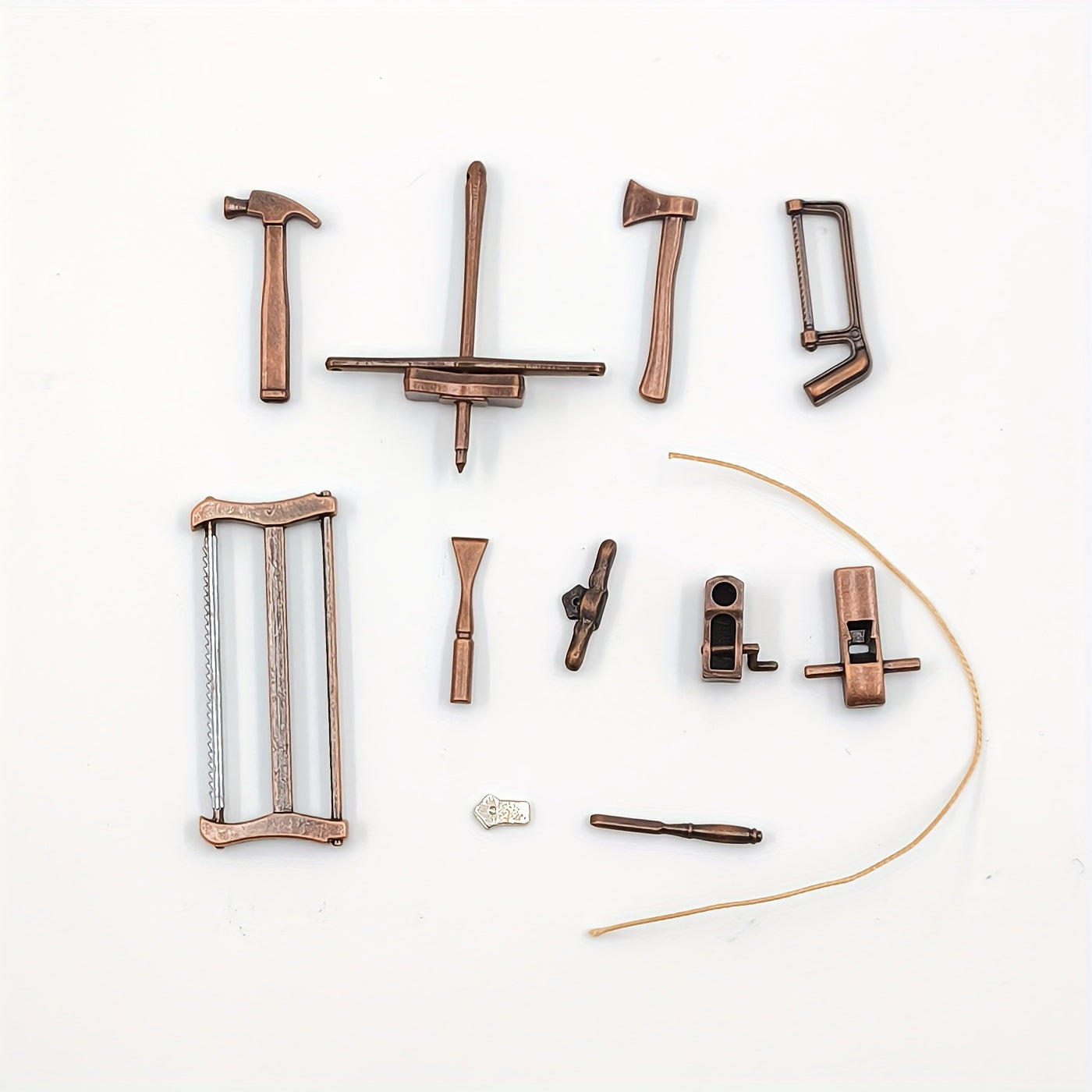 Mini Wooden Tool Box with Metal Tools Set for Fairy Garden