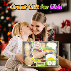 28pcs Felt Food Set Hamburger & Sandwich Pretend Play Toy for Ages 3