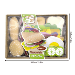28pcs Felt Food Set Hamburger & Sandwich Pretend Play Toy for Ages 3