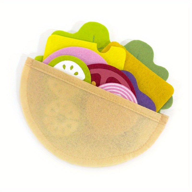 28pcs Felt Food Set Hamburger & Sandwich Pretend Play Toy for Ages 3