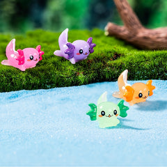 6pcs Glow in the Dark Resin Axolotl Figures for Aquarium & Garden