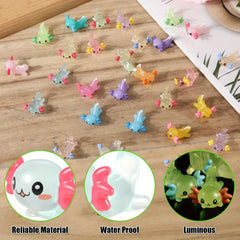 6pcs Glow in the Dark Resin Axolotl Figures for Aquarium & Garden