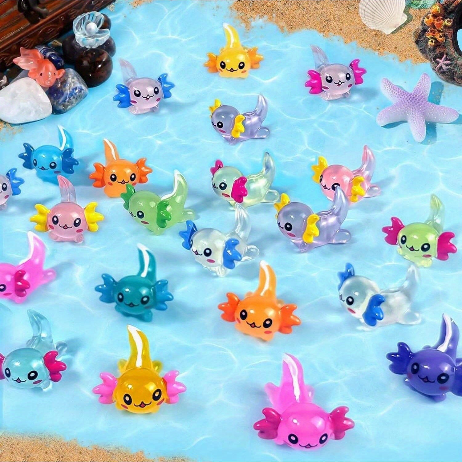 6pcs Glow in the Dark Resin Axolotl Figures for Aquarium & Garden