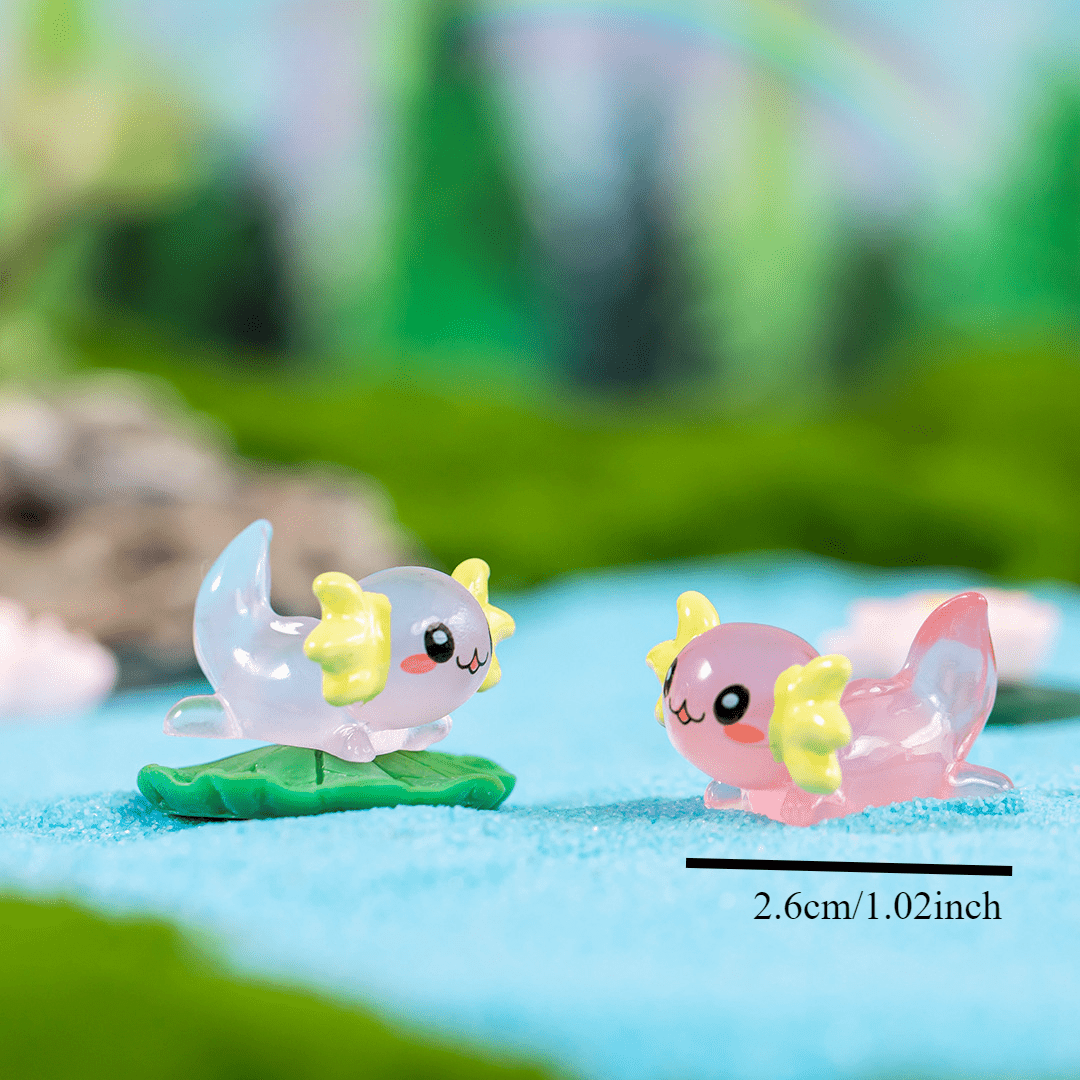 6pcs Glow in the Dark Resin Axolotl Figures for Aquarium & Garden