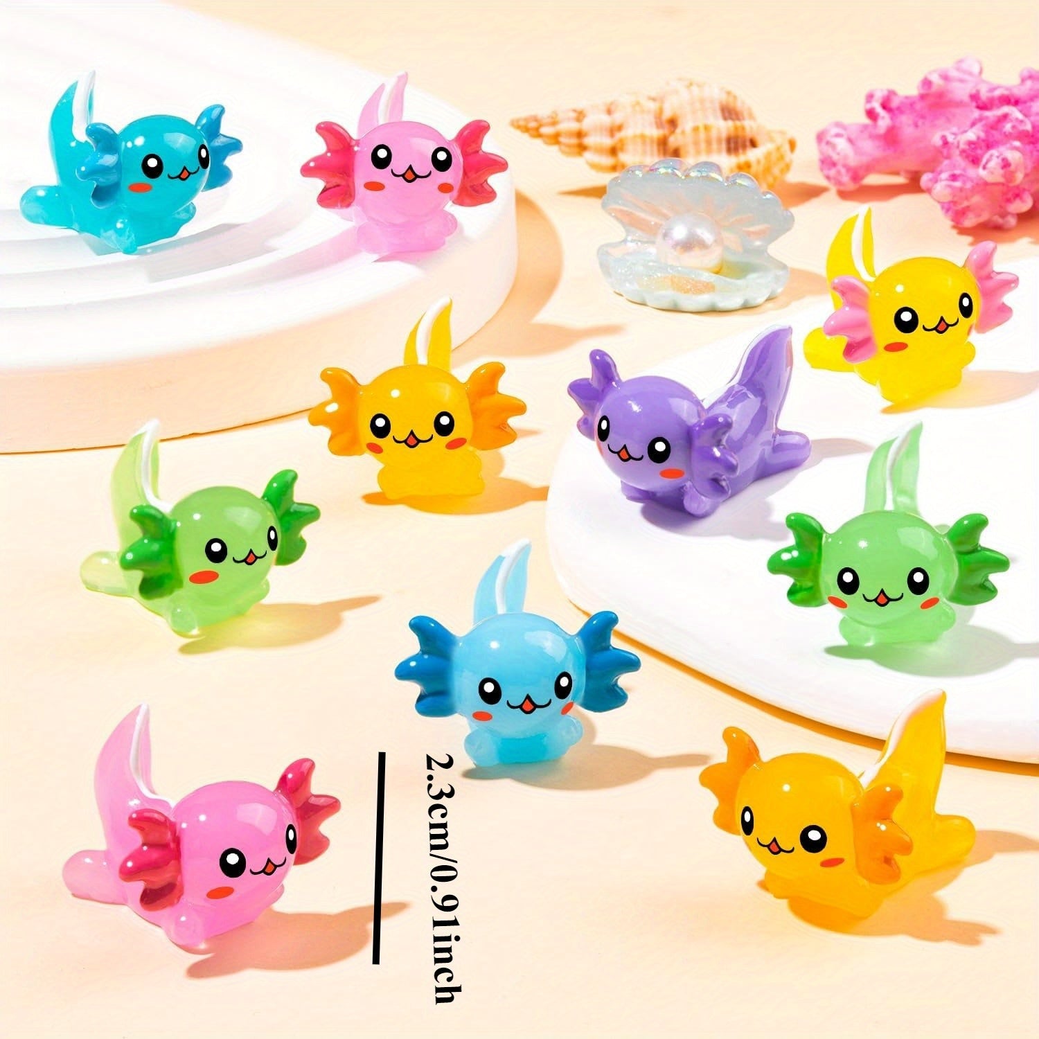 Axolotl Mini Figurines Set for DIY Crafts Dollhouse Decor 21pcs