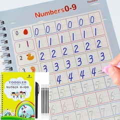 Reusable Writing Practice Book with Pen for ABCs and 123s