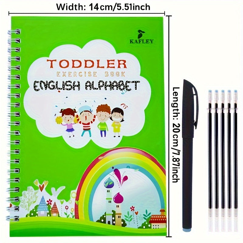 Reusable Writing Practice Book with Pen for ABCs and 123s