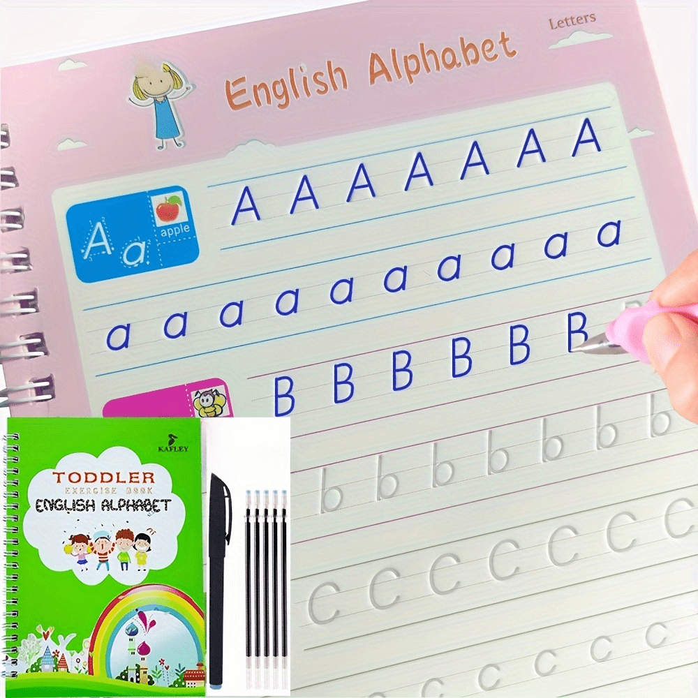 Reusable Writing Practice Book with Pen for ABCs and 123s