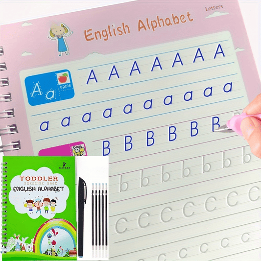 Reusable Writing Practice Book with Pen for ABCs and 123s