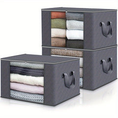 3pcs Large Foldable Fabric Storage Bins for Clothes Blankets & More