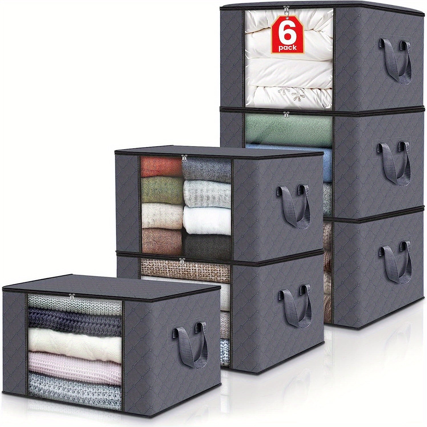3pcs Large Foldable Fabric Storage Bins for Clothes Blankets & More