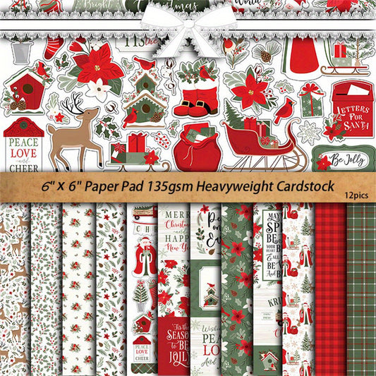 Vintage Christmas Decorative Paper Stickers for Journals & Crafts