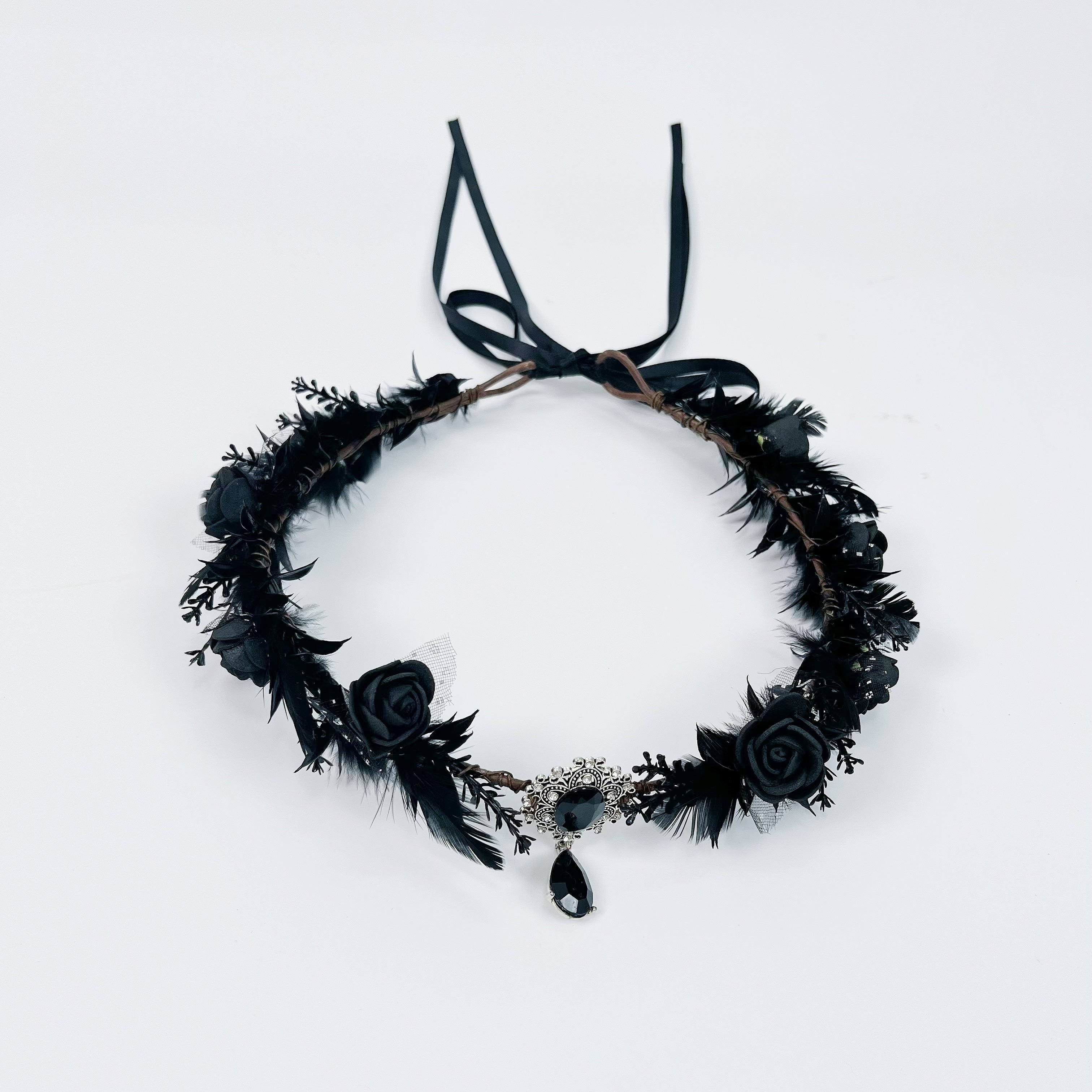 Floral Feather Fairy Crown with Charms - Halloween Costume