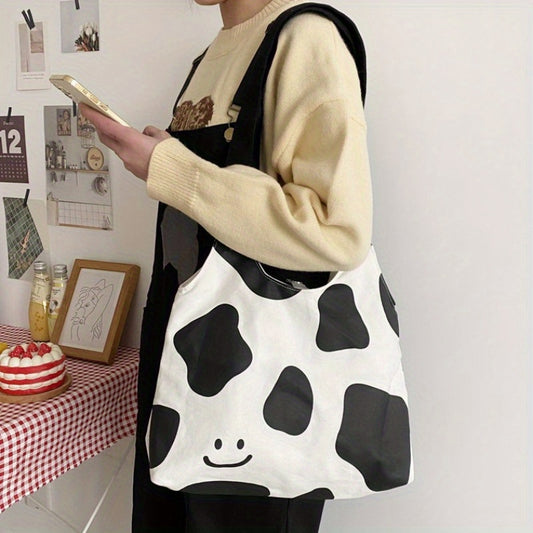 Cow Print Shoulder Canvas Shopping Bag