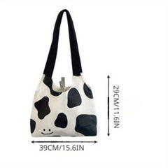 Cow Print Shoulder Canvas Shopping Bag