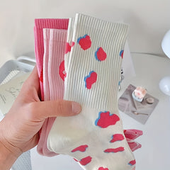 Heart & Leopard Print Socks Women's Mid Tube Stockings