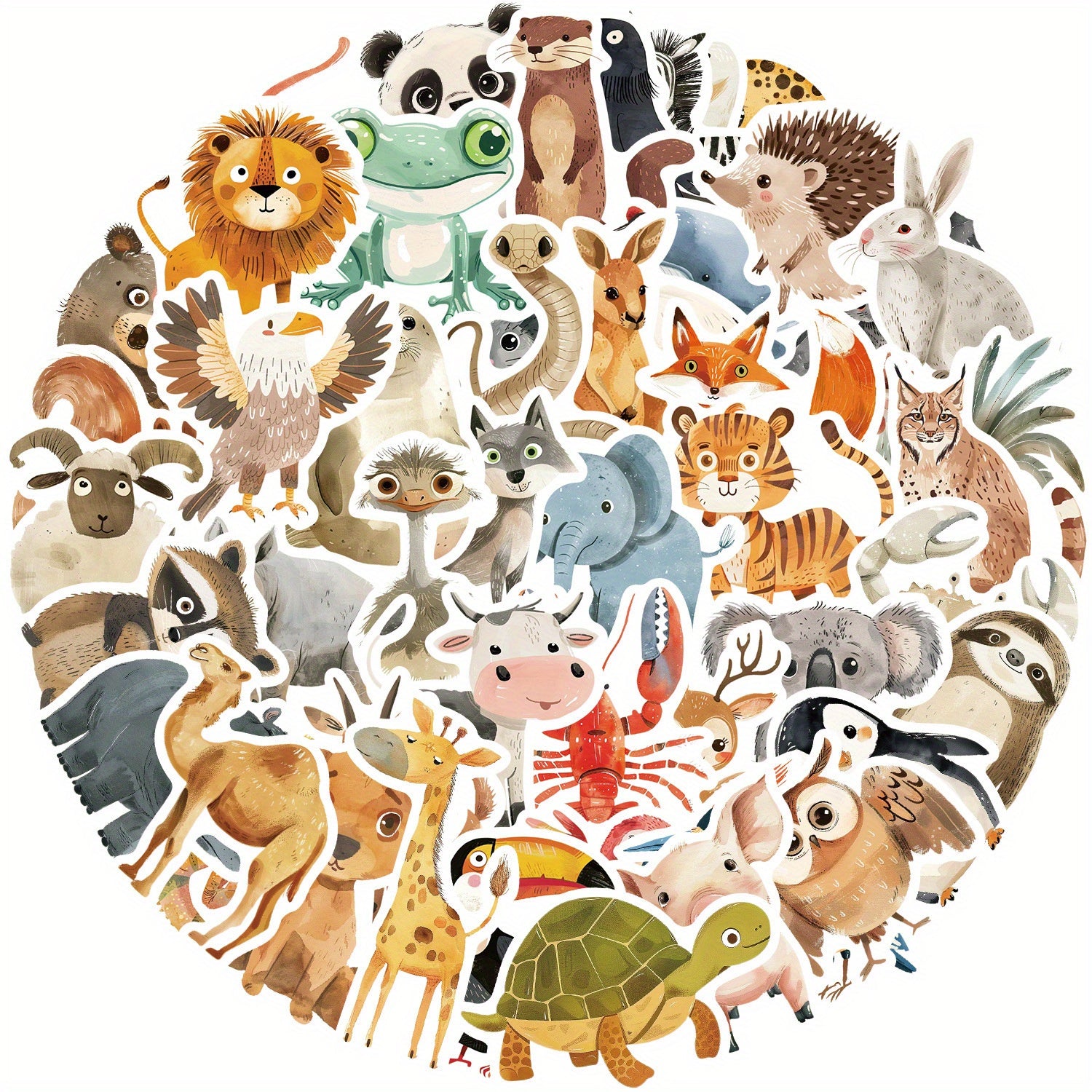 50pcs Animal Vinyl Stickers Colorful Doodle Decals for Laptop Suitcase Guitar