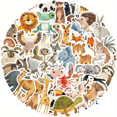 50pcs Animal Vinyl Stickers Colorful Doodle Decals for Laptop Suitcase Guitar