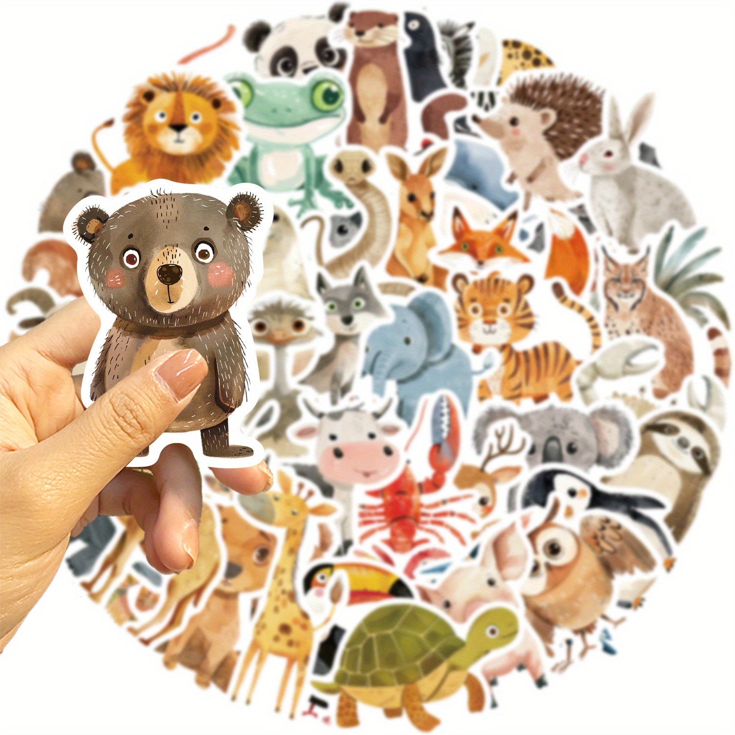 50pcs Animal Vinyl Stickers Colorful Doodle Decals for Laptop Suitcase Guitar