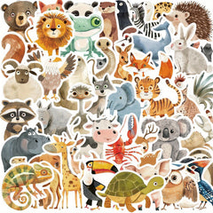 50pcs Animal Vinyl Stickers Colorful Doodle Decals for Laptop Suitcase Guitar